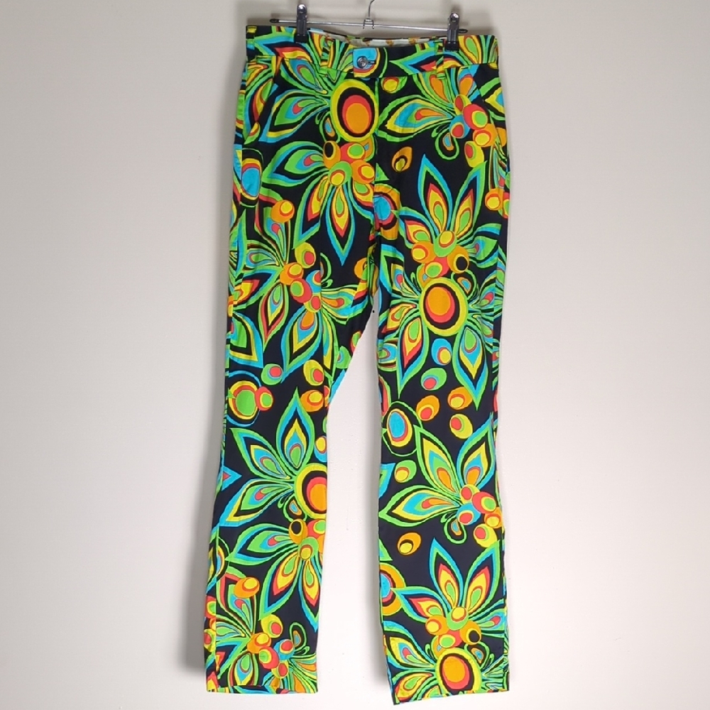Men's Black Floral Retro Print Pants